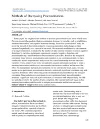 Methods of Decreasing Procrastination