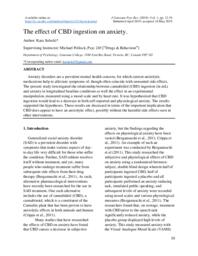 The Effect of CBD Ingestion on Anxiety