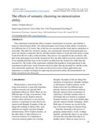 The Effects of Semantic Clustering on Memorization Ability