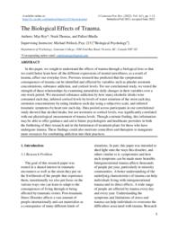 The Biological Effects of Trauma