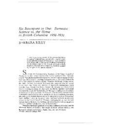 10 Six Saucepans to One: Domestic Science vs. the Home in British Columbia 1900-1930