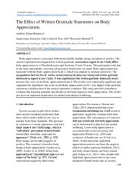 The Effect of Written Gratitude Statements on Body Appreciation