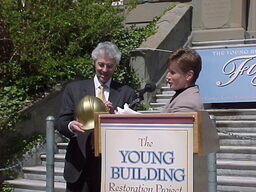 1999 Young Building Renovation event - Andrew Peter (MLA, Minister of Advanded Education, Traning and Technology) and Liz Ashton