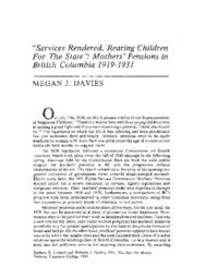 17 'Services Rendered, Rearing Children For The State': Mothers' Pensions in British Columbia 1919-1931