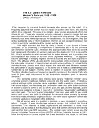 12 The B.C. Liberal Party and Women’s Reforms, 1916 - 1928