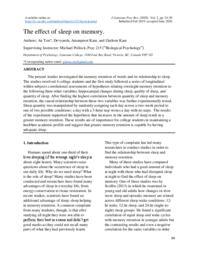 The Effect of Sleep on Memory
