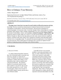 How to Enhance Your Memory