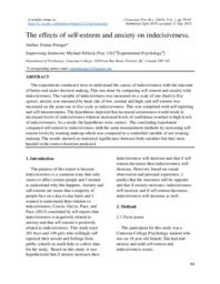 The Effects of Self-Esteem and Anxiety on Indecisiveness
