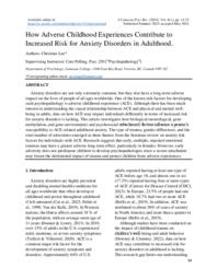 How Adverse Childhood Experiences Contribute to Increased Risk for Anxiety Disorders in Adulthood