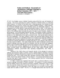 05 Public and Political: Documents of the Woman’s Suffrage Campaign in British Columbia, 1871 - 1917: The View from Victoria