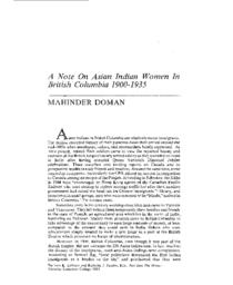 06 A Note On Asian Indian Women In British Columbia 1900-1935