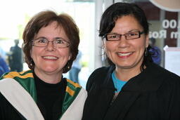 2008 June Graduation Ceremony Helpers - Debbie Sargent (Associate Dean) & Sandi Mitchell (Indigenous Education Instructor)
