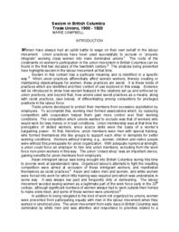 09 Sexism in British Columbia Trade Unions, 1900 - 1920