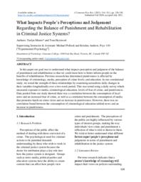 What Impacts People’s Perceptions & Judgement Regarding the Balance of Punishment & Rehabilitation in Criminal Justice System