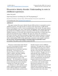Dissociative Identity Disorder: Understanding its Roots in Childhood Experiences