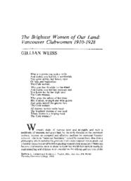 13 The Brightest Women of Our Land: Vancouver Clubwomen 1910-1928