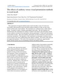 The Effects of Auditory Versus Visual Presentation Methods in Word Recall