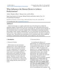 What Influences the Human Desire to Achieve Perfectionism?