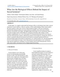 What Are the Biological Effects Behind the Impact of Social Isolation?
